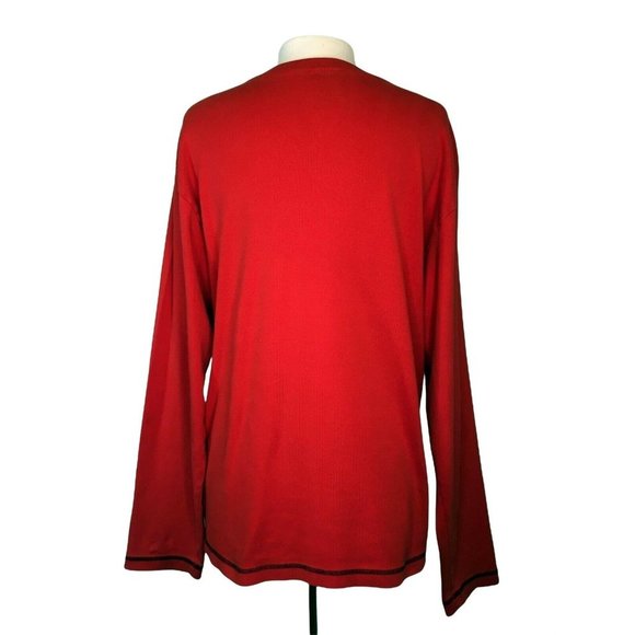 Tommy Hilfiger Jeans Mens Pullover Extra Large 1/4 Zip Red Cotton Long Sleeve - Picture 2 of 8